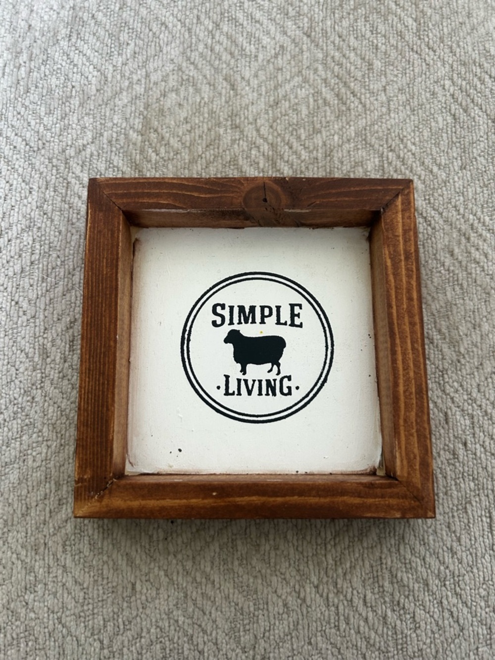Simple Living Framed Sign - Rustic Wood - Sheep Image Farmhouse Style